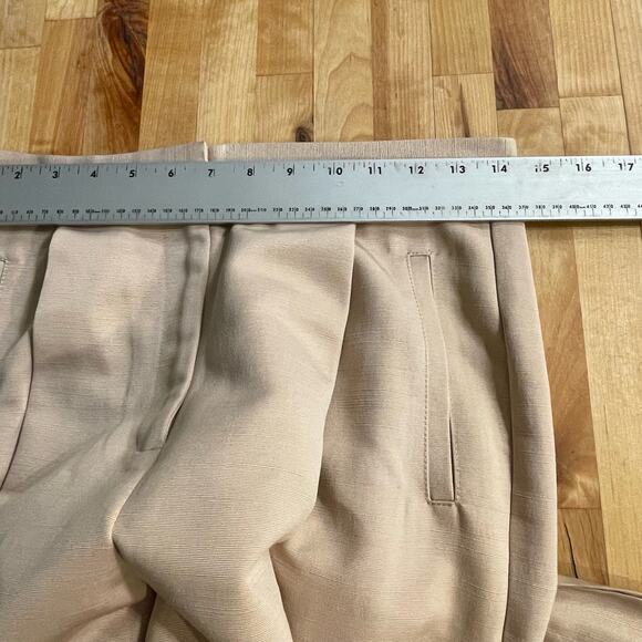 Happy X Nature‎ Pants Wide Leg Beige Textured Trousers Sz 4 Pleated High Waisted - Picture 3 of 9